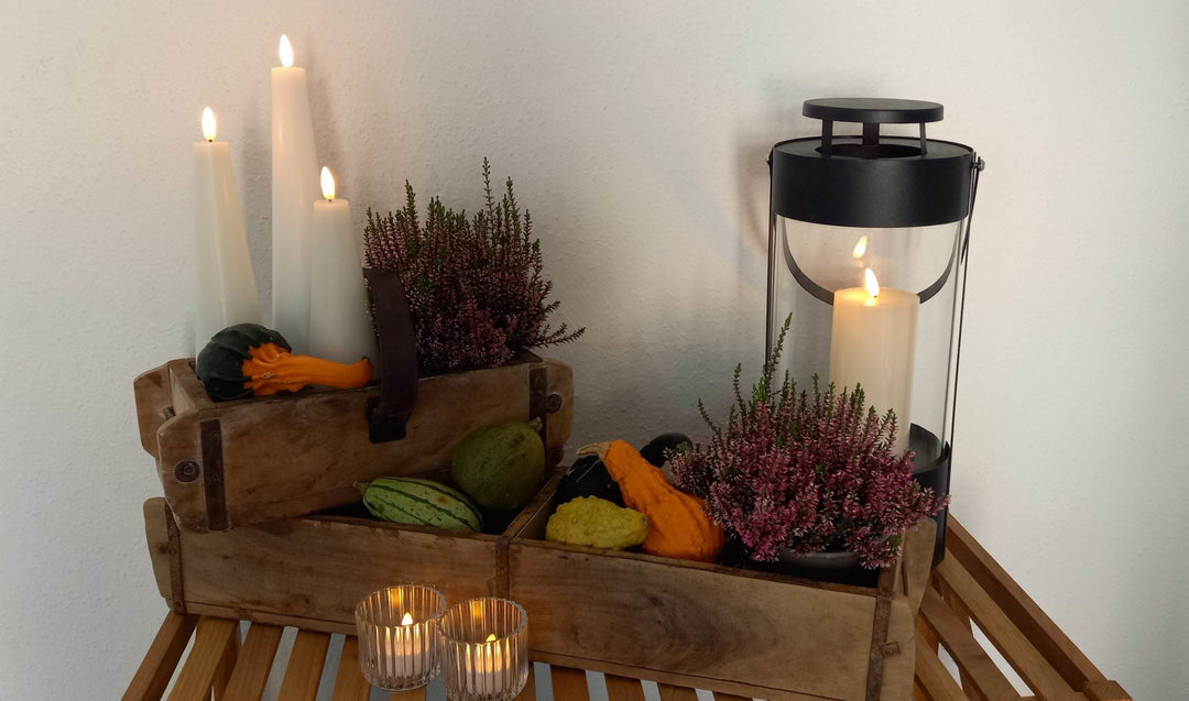 Herbstliche Stimmung mit 3D-LED-Lichtern und Ziegelsteinformen