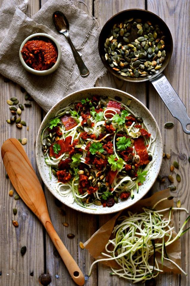 Kürbisspaghetti mit Pesto!
