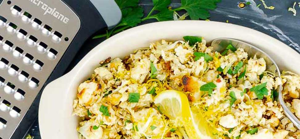 Rezept für gerösteten Blumenkohl mit Zitrone und Feta-Käse