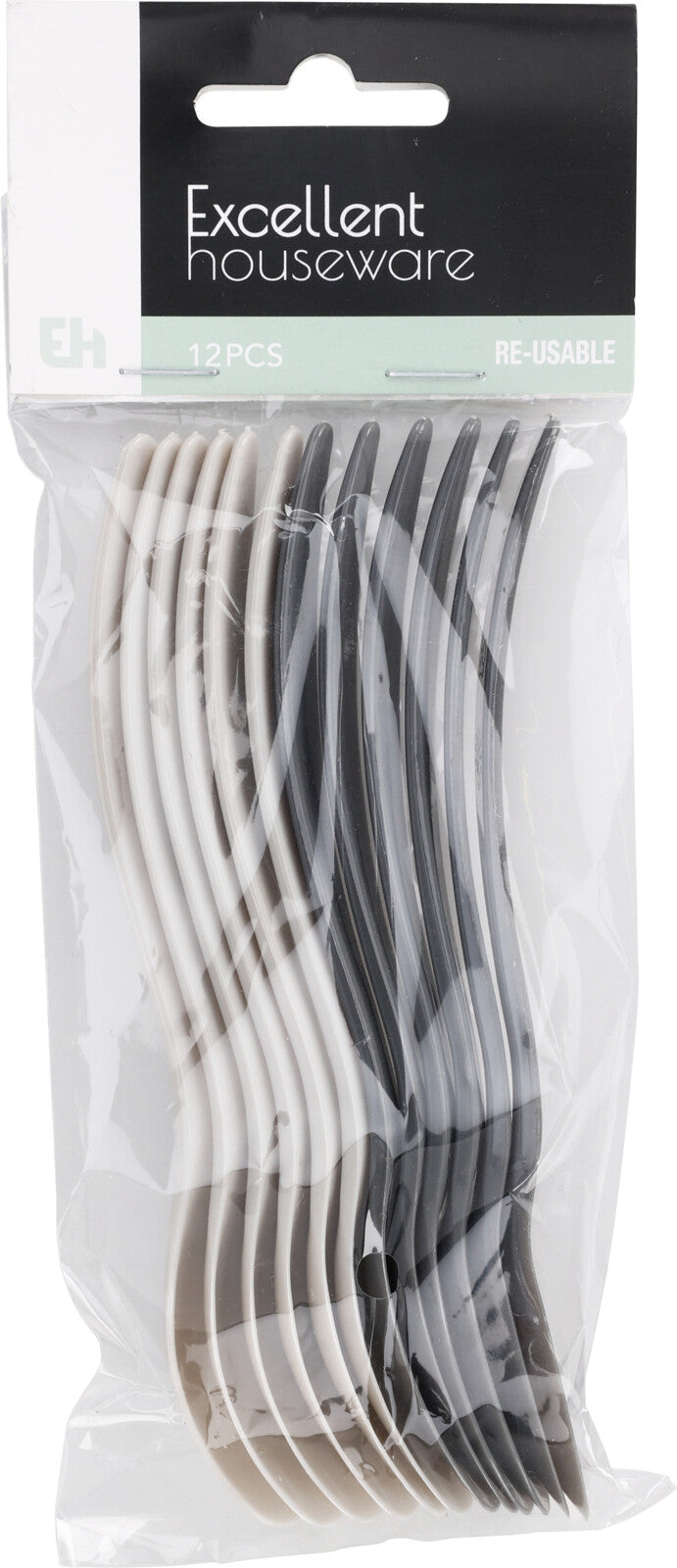 Wiederverwendbare Löffel, 14 cm, 12 Stück – schwarz und weiß