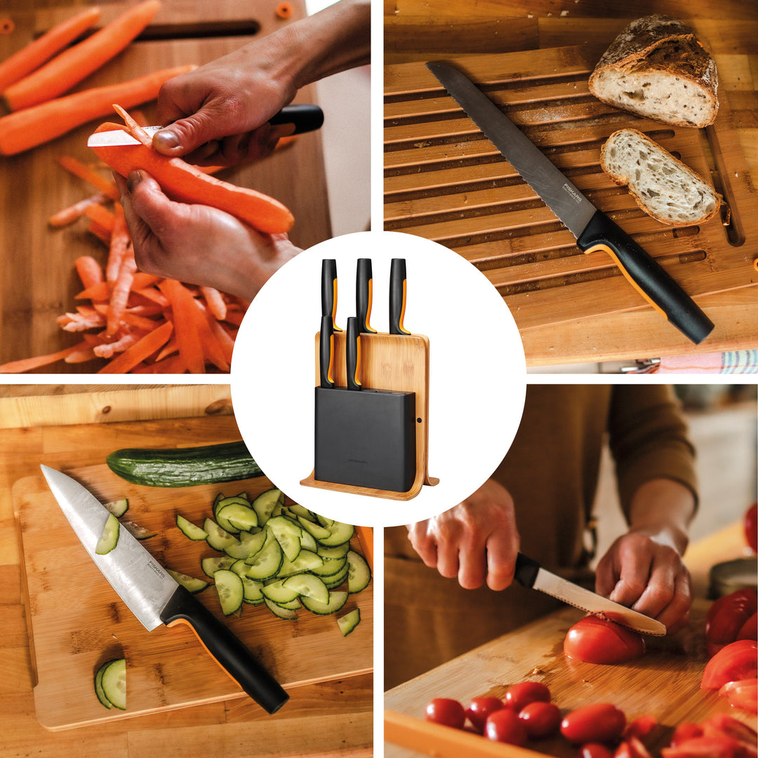 Fiskars - Functional Form - Messerblock mit 5 Messern - Bambus FSC