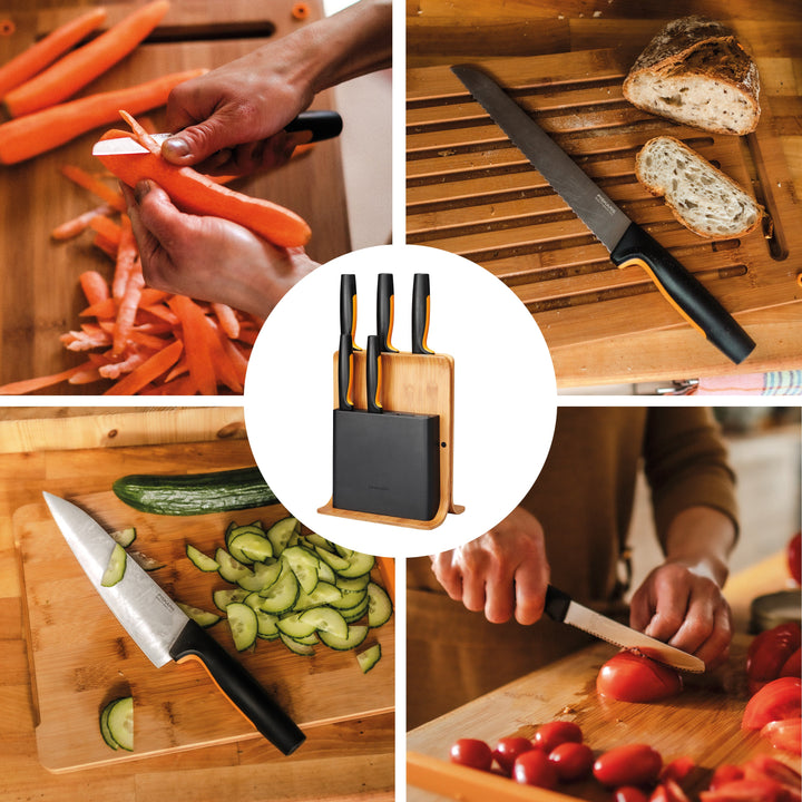 Fiskars - Functional Form - Messerblock mit 5 Messern - Bambus FSC