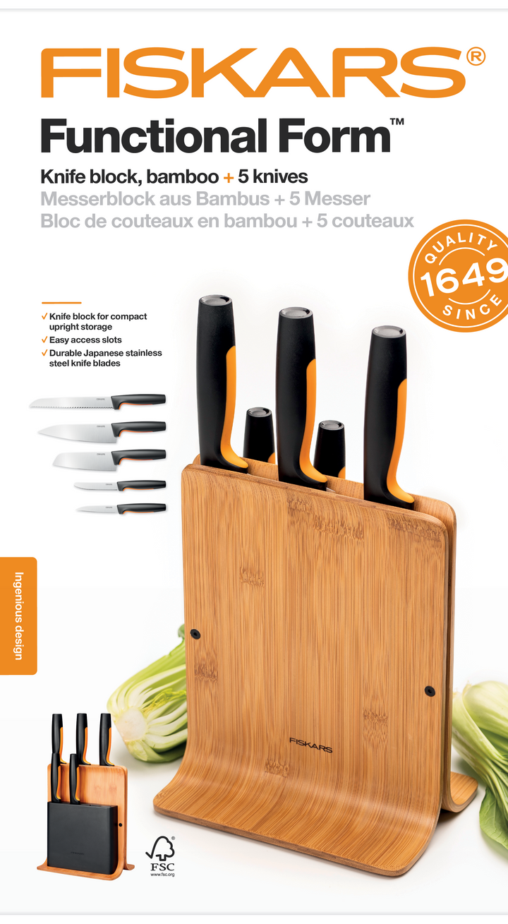 Fiskars - Functional Form - Messerblock mit 5 Messern - Bambus FSC