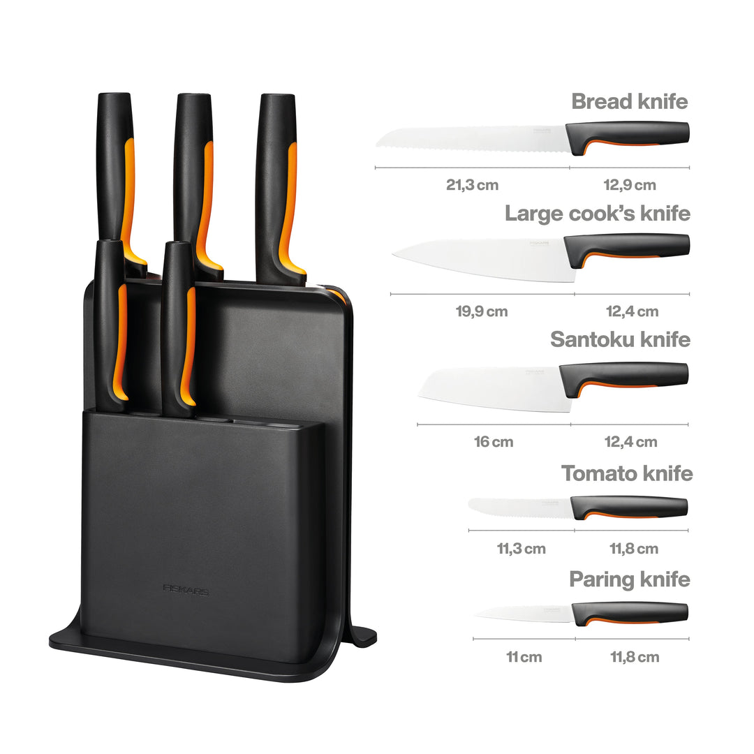 Fiskars - Functional Form - Messerblock mit 5 Messern - Schwarz