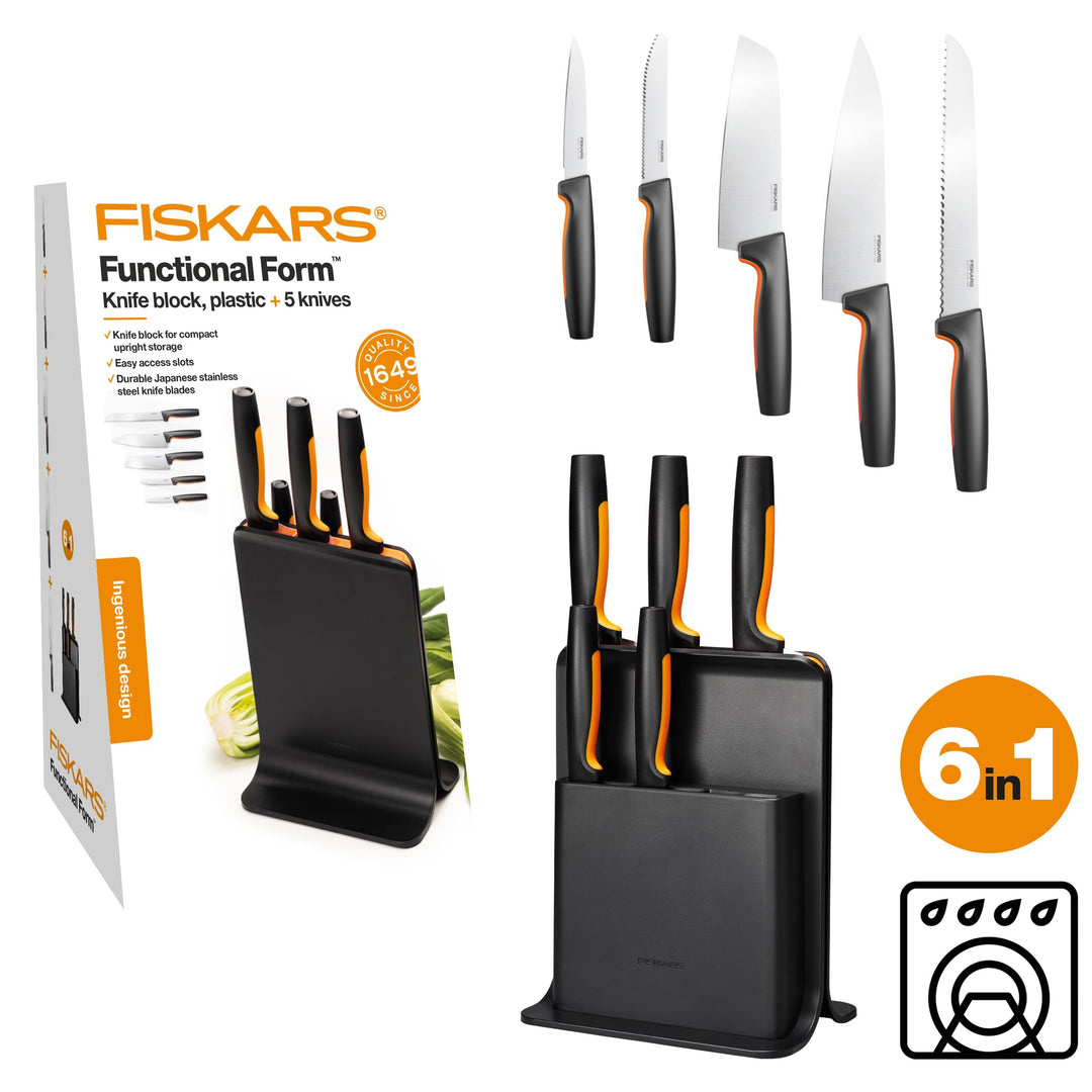 Fiskars - Functional Form - Messerblock mit 5 Messern - Schwarz