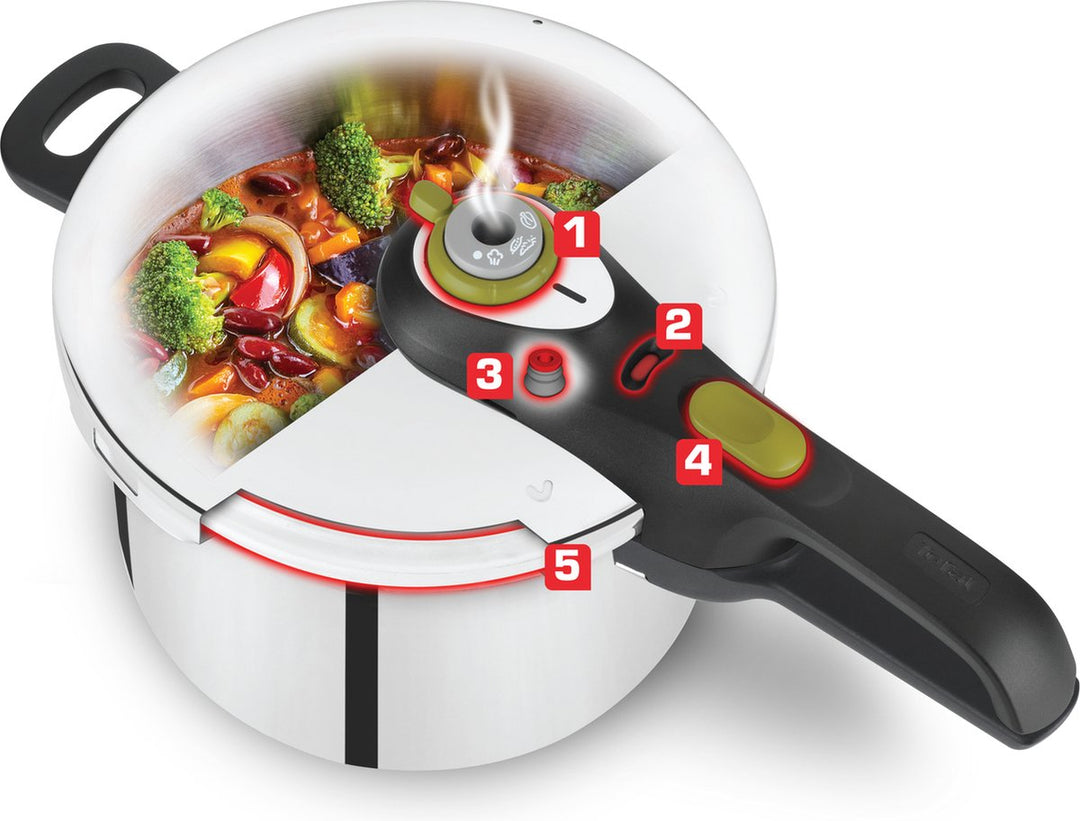 Tefal - Schnellkochtopf Secure Trendy - 6 l mit Dampfeinsatz
