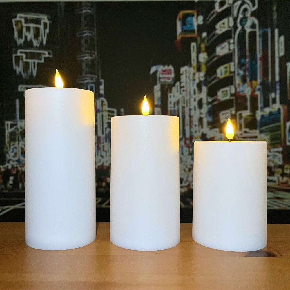 Dacore – LED-Blockleuchte mit 3D-Lichtleiter, Ø7 x 10/12,5/15 cm, Kunststoff, Schutzart IP44, inkl. Fernbedienung, weiß