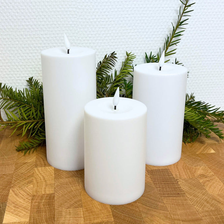 Dacore – LED-Blockleuchte mit 3D-Lichtleiter, Ø7 x 10/12,5/15 cm, Kunststoff, Schutzart IP44, inkl. Fernbedienung, weiß