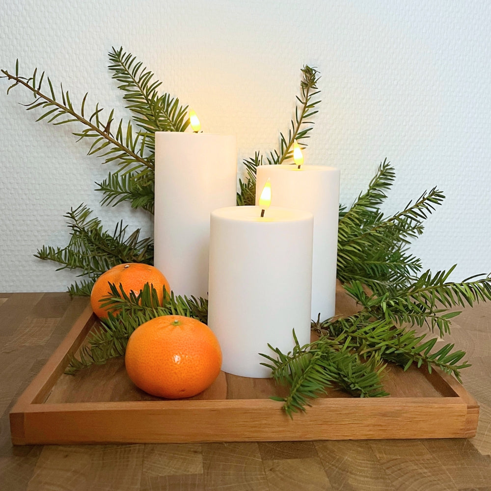 Dacore – LED-Blockleuchte mit 3D-Lichtleiter, Ø7 x 10/12,5/15 cm, Kunststoff, Schutzart IP44, inkl. Fernbedienung, weiß