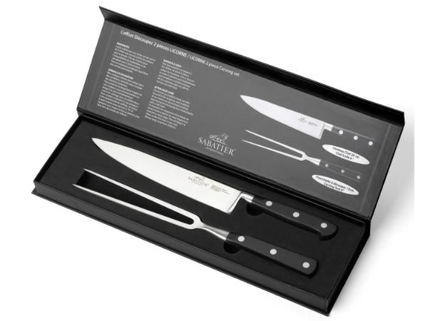 Löwen-Sabatier – Licorne-Schnitzset, 2-teilig, Stahl/Schwarz