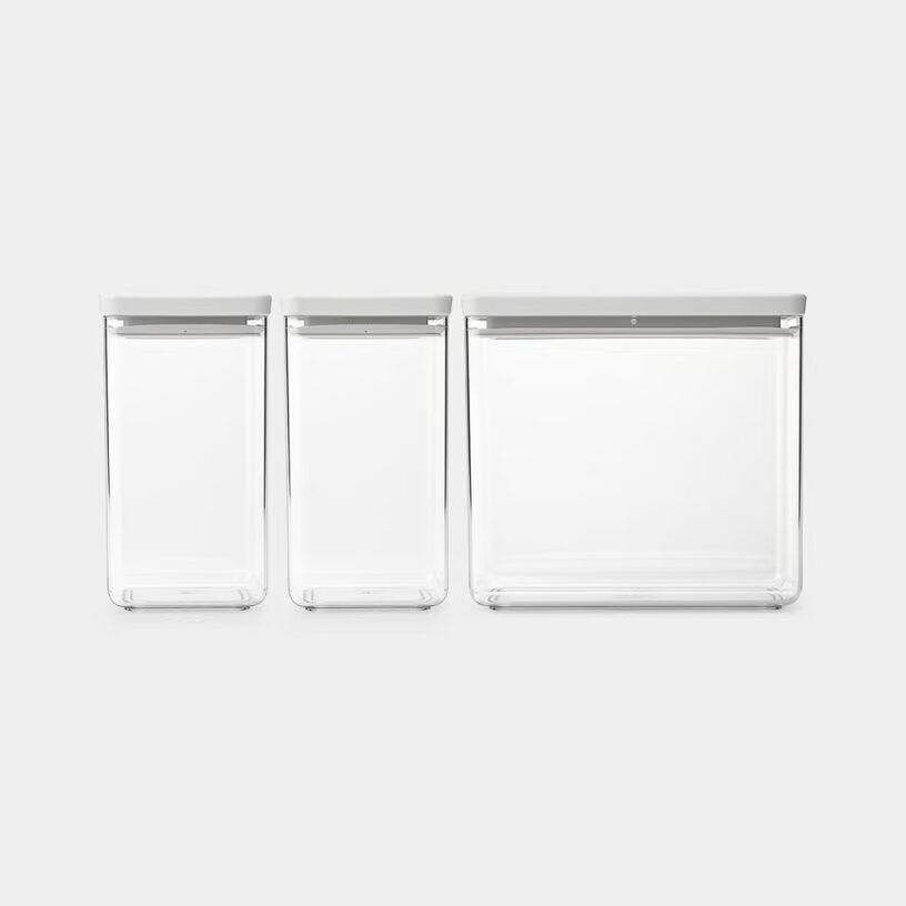 Brabantia – Leckeres Aufbewahrungsset, stapelbar, 3-teilig (2 x 1,6 l + 1 x 3,5 l)