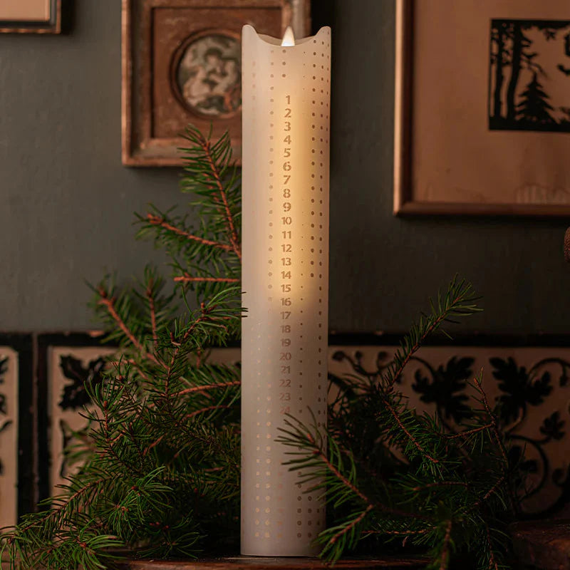 Sirius - Sara Kalenderkerze - mit goldenen Punkten 30 cm