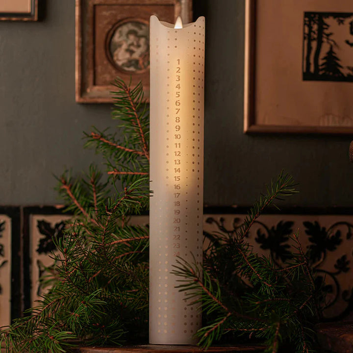 Sirius - Sara Kalenderkerze - mit goldenen Punkten 30 cm