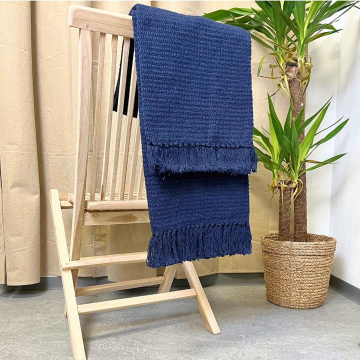 Dacore - Tagesdecke mit Fransen - 125x150 cm blau
