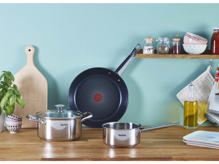 Tefal - Cook eat Topf-/Pfannenset mit 4 Teilen aus Edelstahl