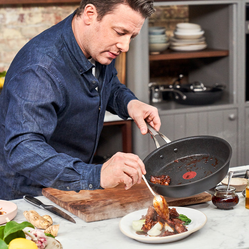 Tefal Jamie Oliver Cook's Classic Edelstahl-Pfannenset 20 cm und 28 cm mit Antihaftbeschichtung