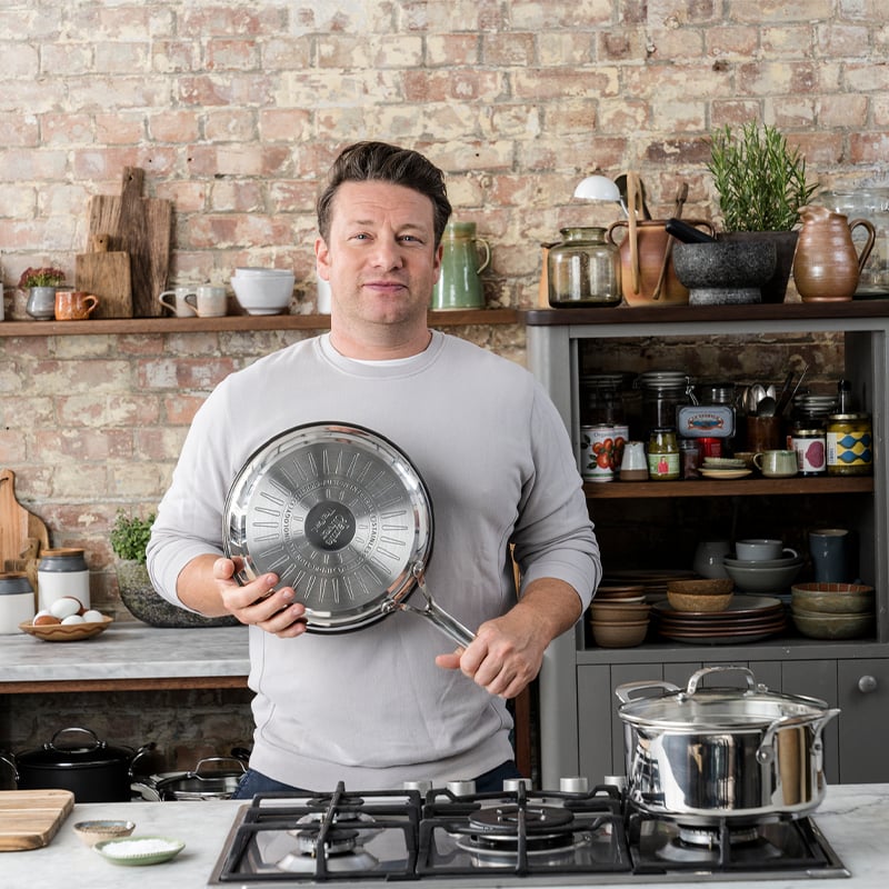 Tefal Jamie Oliver Cook's Classic Edelstahl-Pfannenset 20 cm und 28 cm mit Antihaftbeschichtung
