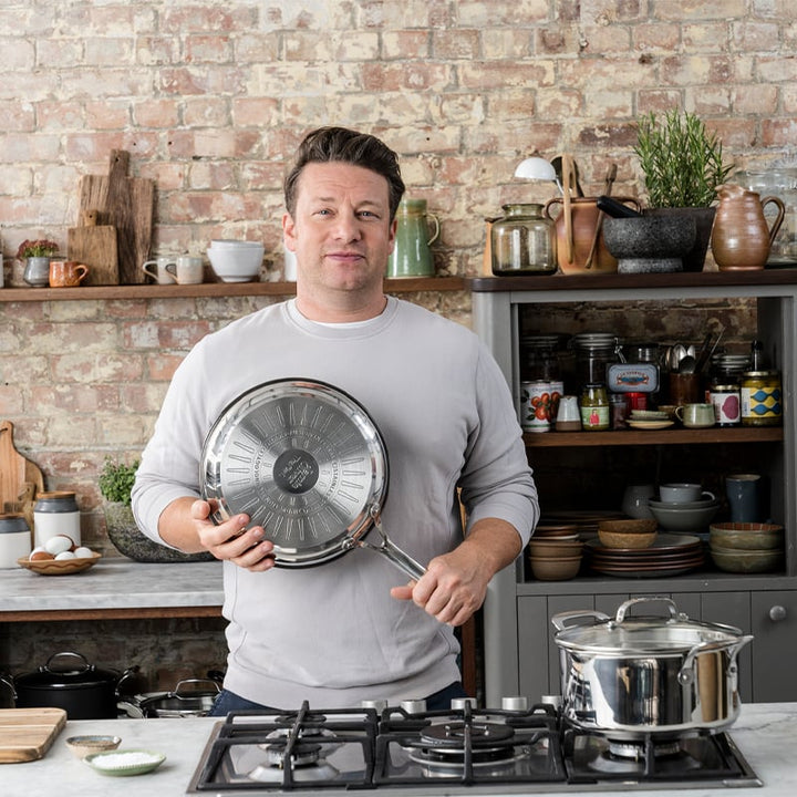 Tefal Jamie Oliver Cook's Classic Edelstahl-Pfannenset 20 cm und 28 cm mit Antihaftbeschichtung