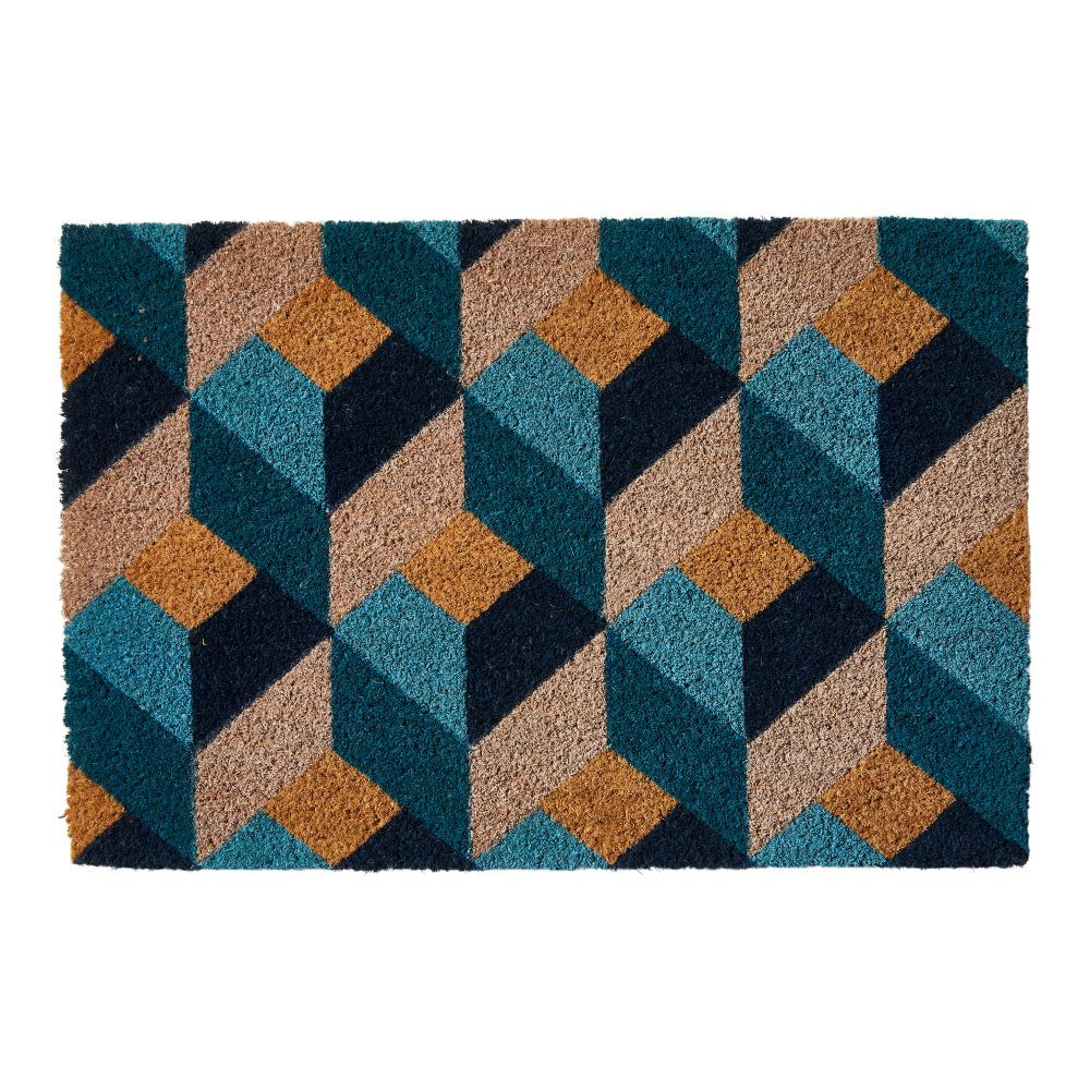 Fußmatte 40x60 cm, Kokosnussgrün/Blau-Muster