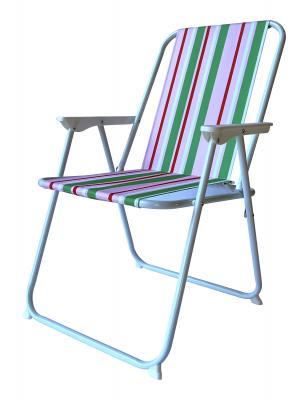 Campingstuhl – 46 x 52 x 78 cm mit grünen Streifen – Poly/Eisen