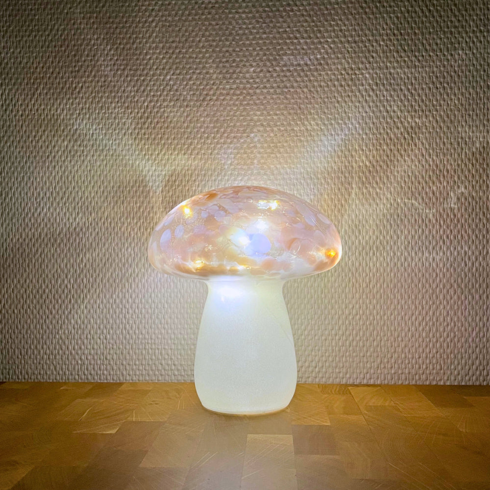 LED-Pilz - Glasbatterie 17 cm rosa