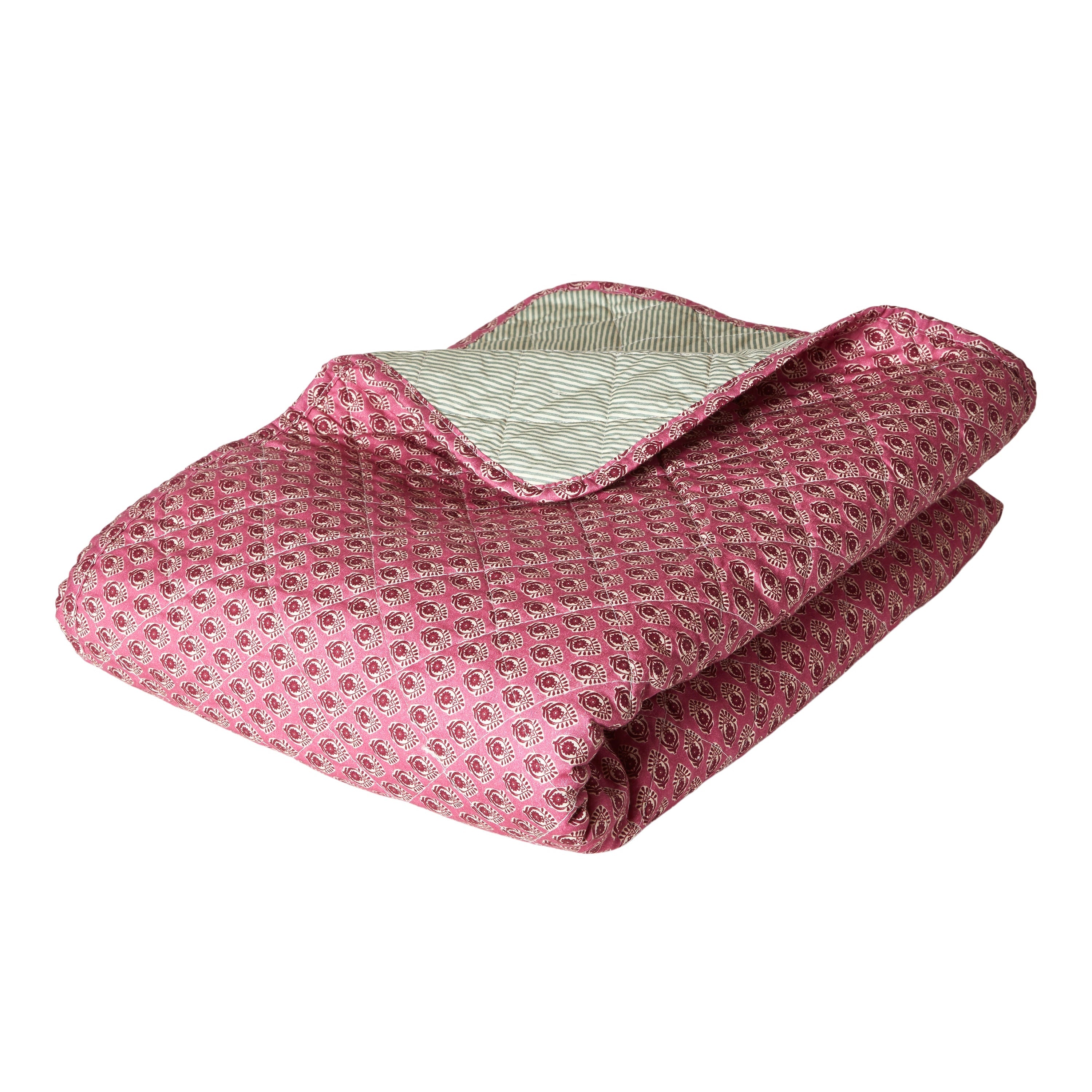 Picknickdecke 130x170 cm, Blumen-/Streifenmuster, rosa