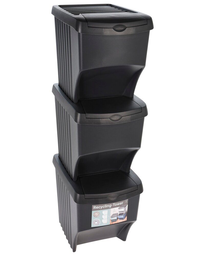 Mülleimer - Recycling-Set - 3-teilig.