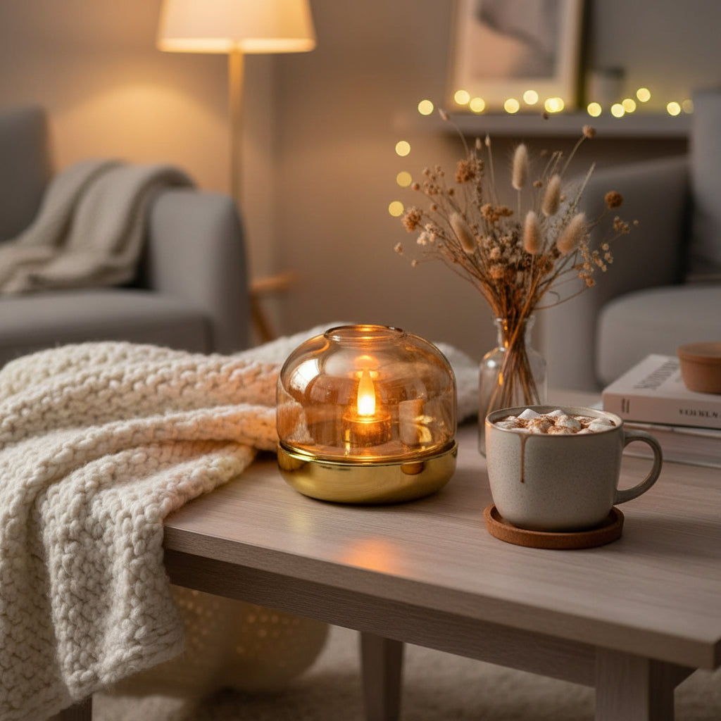 Conzept LED-Stumpenkerze Gold für Batterie mit Flammen-Docht 9x7,5 cm 2 Stk.