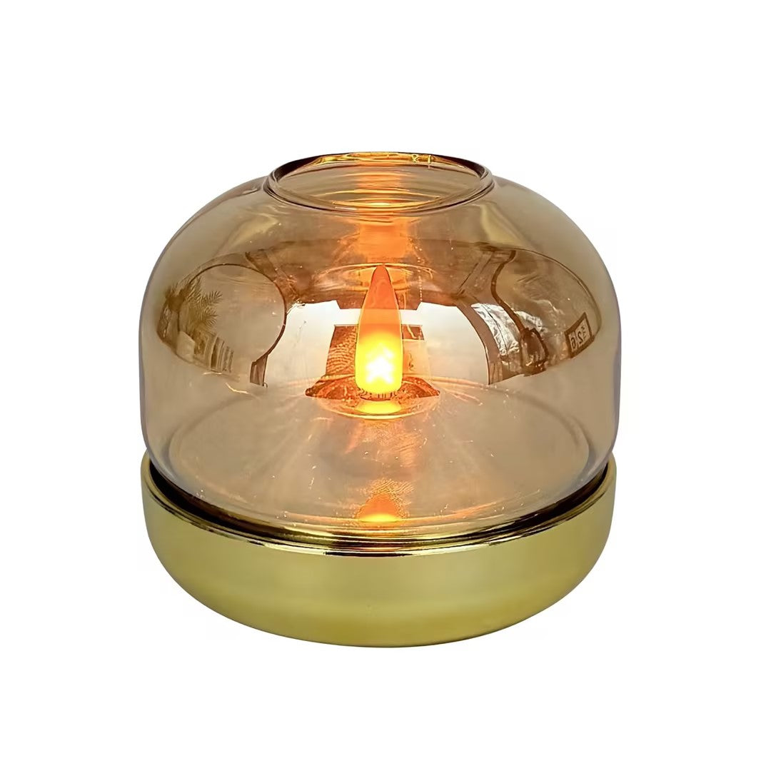 Conzept LED-Stumpenkerze Gold für Batterie mit Flammen-Docht 9x7,5 cm 2 Stk.