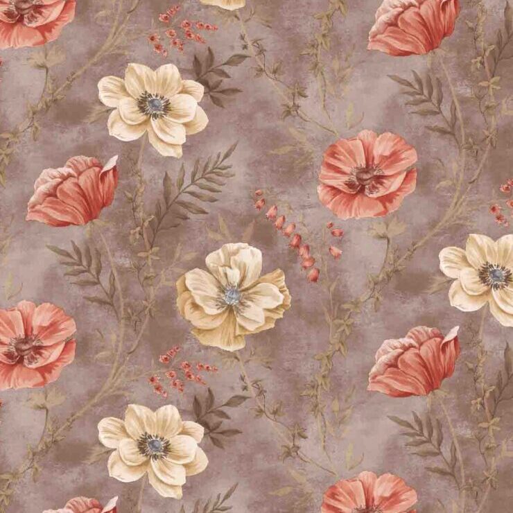 Wachstuch mit Rosenmuster in Beige - 140 cm x 20 m