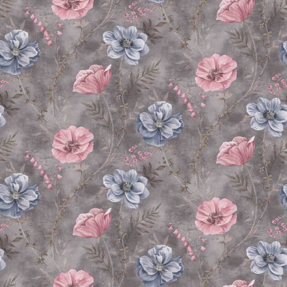 Wachstuch mit Rosen in Lila - 140 cm x 20 m