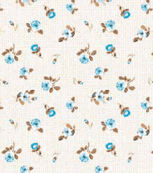 Wachstuch mit kleinen blauen Rosen – 140 cm.