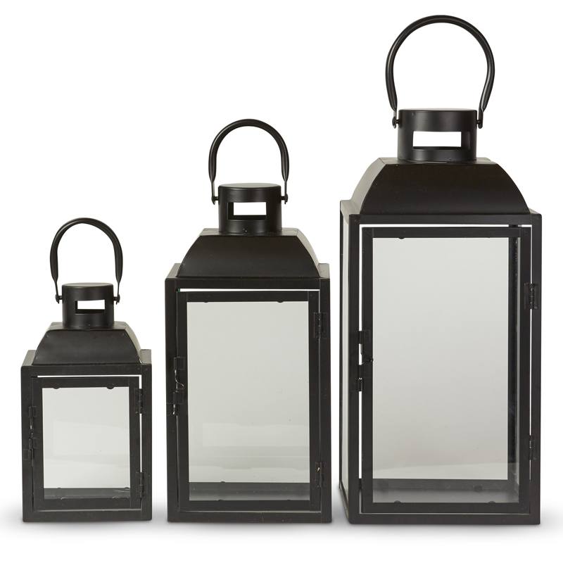 Dacore – Laternen-Set, 3-teilig, schwarz, 13 x 23,5 + 16,5 x 33 + 19 x 40 cm