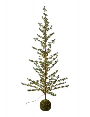 Zedernholz mit Lichterkettenadapter und Kugelfuß, Höhe 170 cm, grün