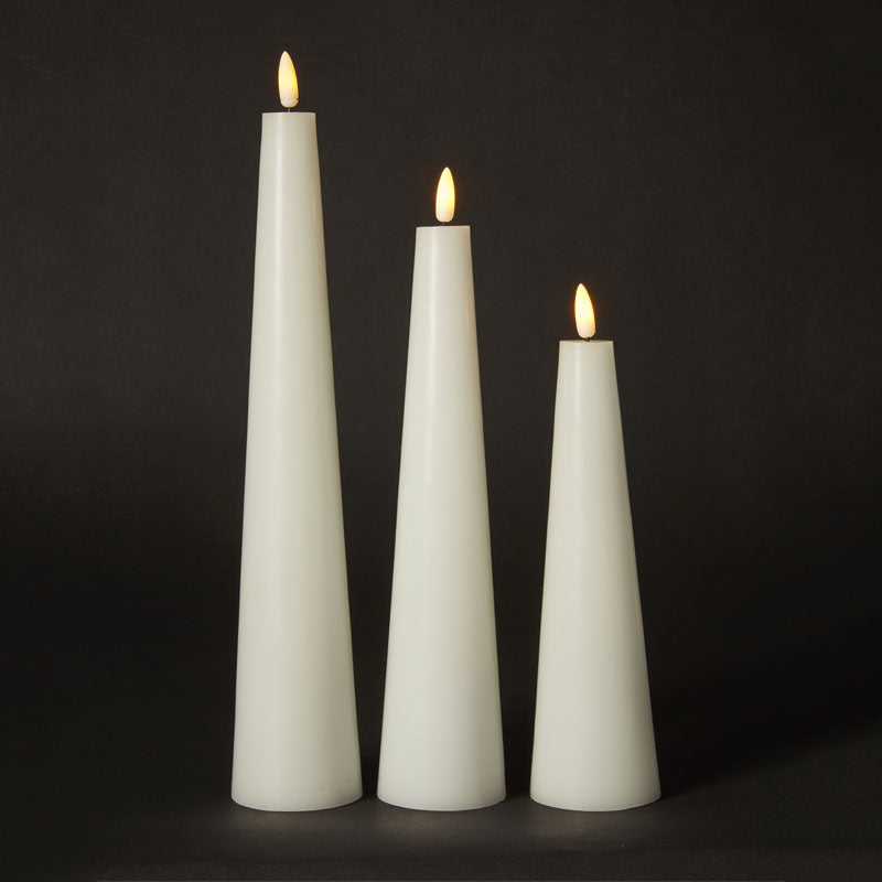 Conzept - LED-Kegelkerze mit 3D-Flamme und Fernbedienung - 3 Stück.