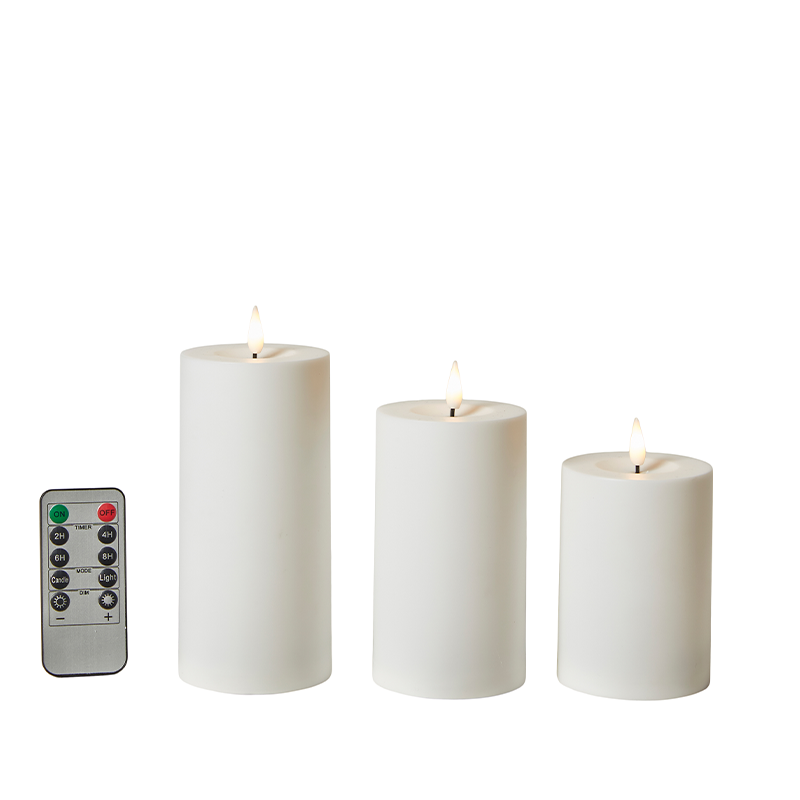 Dacore – LED-Blockleuchte mit 3D-Lichtleiter, Ø7 x 10/12,5/15 cm, Kunststoff, Schutzart IP44, inkl. Fernbedienung, weiß