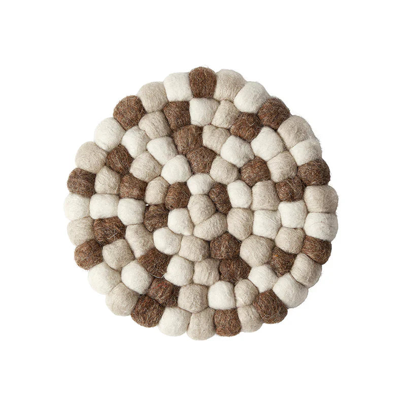 Untersetzer aus Wolle, Ø 20 cm, mehrfarbig, Natur/Braun