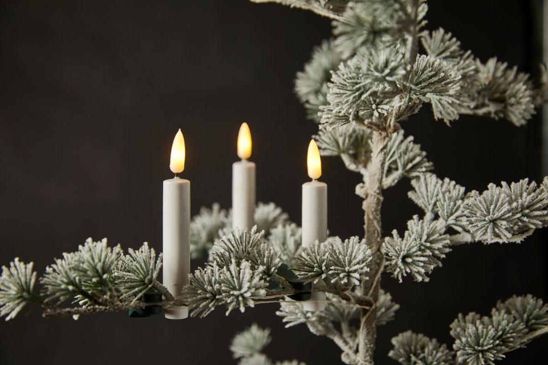 LED-Weihnachtsbaumbeleuchtung - H11 cm 3D Wachs mit Clip-Fernbedienung weiß 10 Stück.