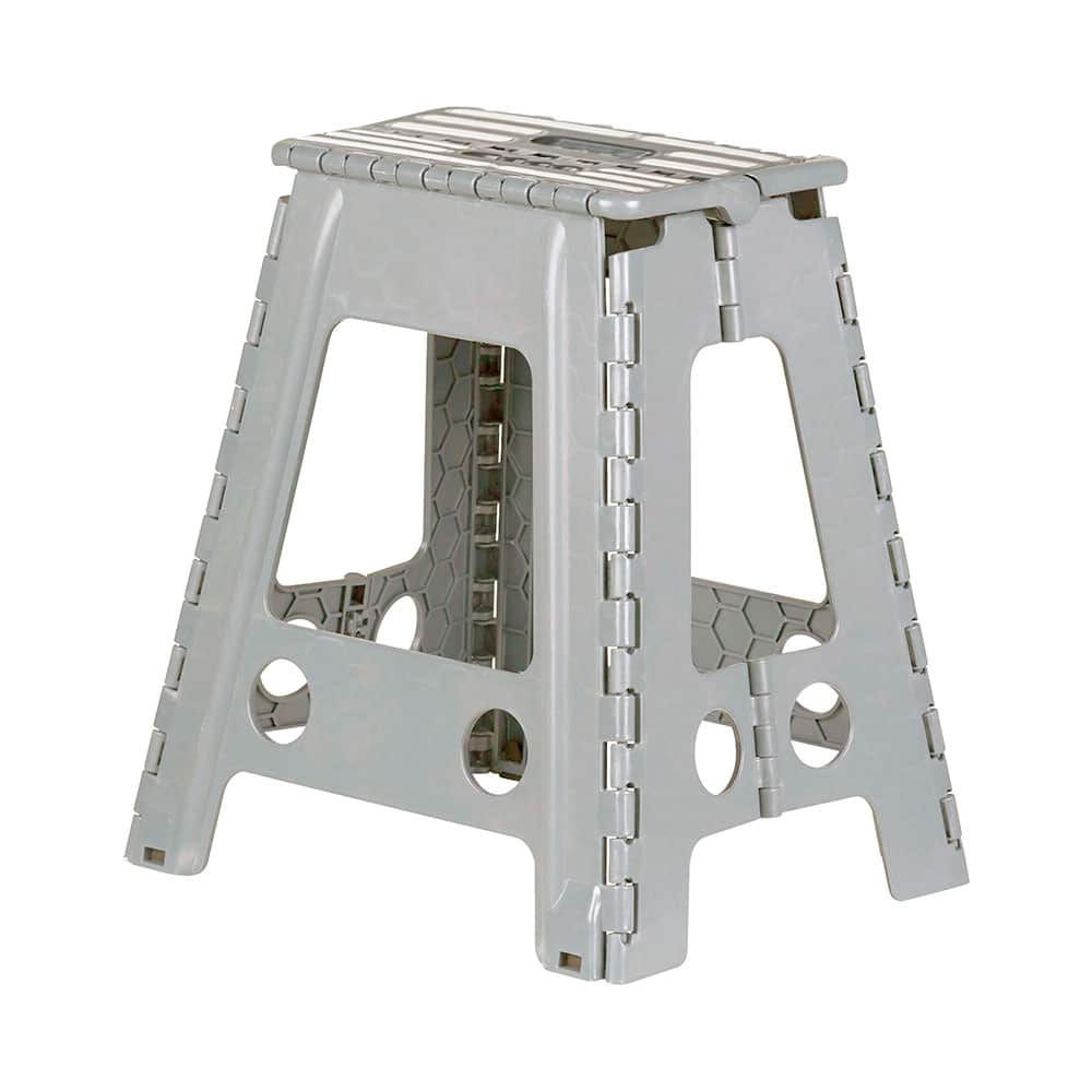 Klappbarer Hocker mit Noppenmuster, 29 x 22 x 39 cm, Kunststoff, grau
