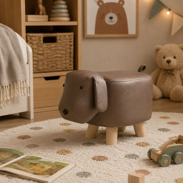 Hundehocker mit Holzbeinen 45x25x30 cm PU braun