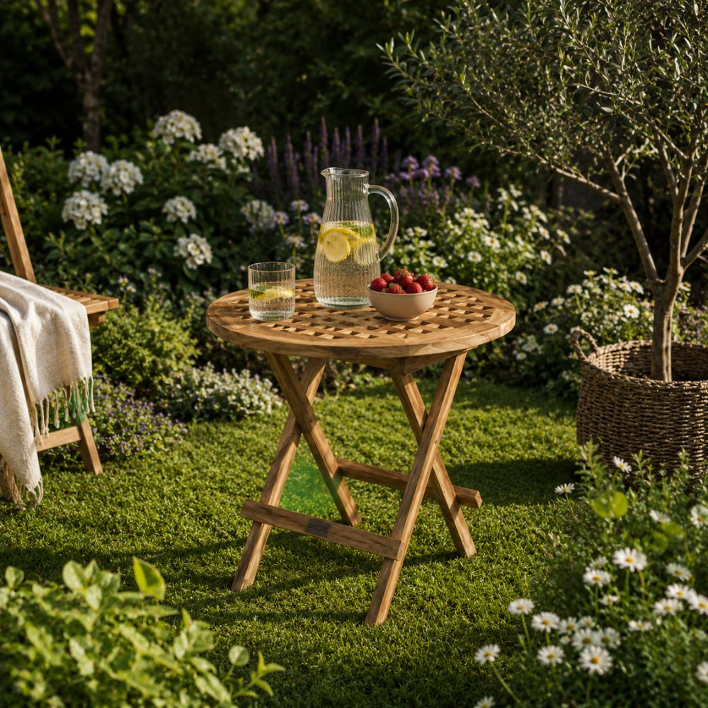 Tischrostklappe Ø50 cm Teak natur