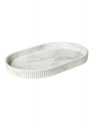 Ovales Tablett 25 x 2 x 15,5 cm, Polyresin-Marmor