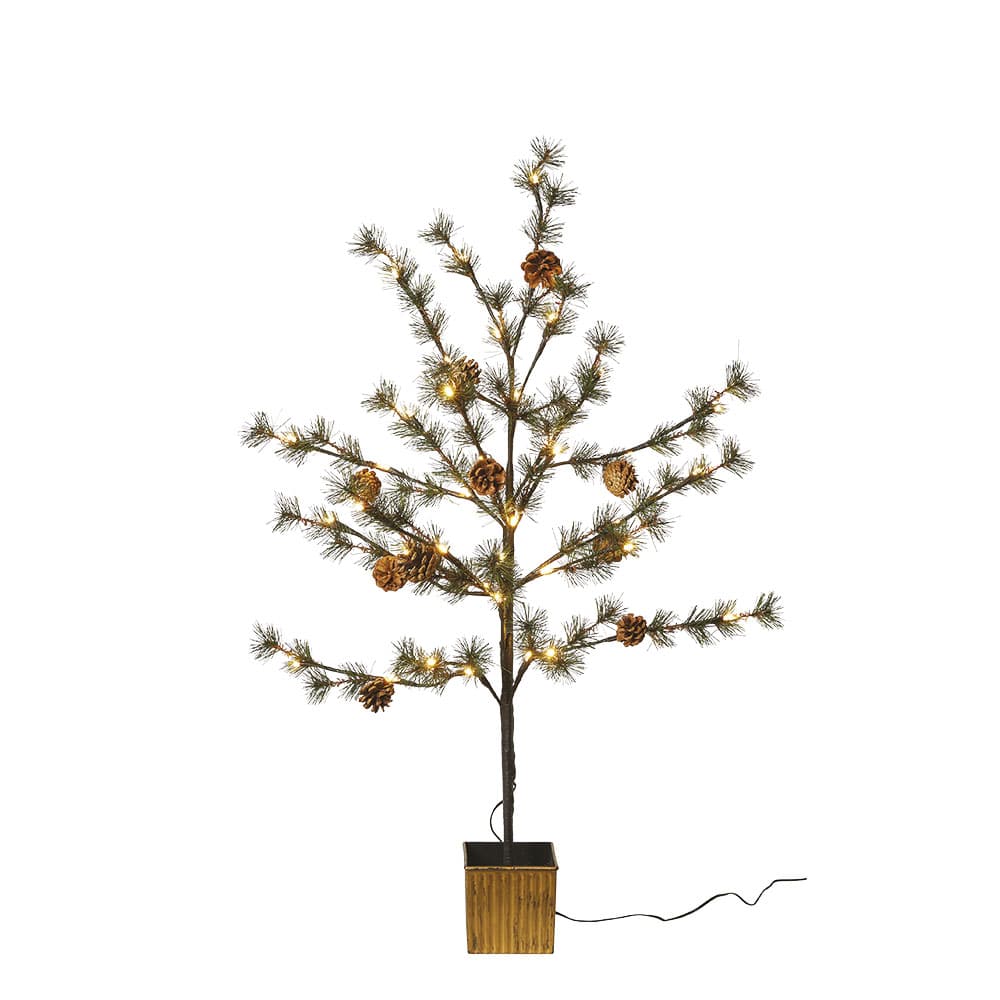 Weihnachtsbaum mit Kegel, goldener Topf, H 90 cm, Kunststoff/Metall