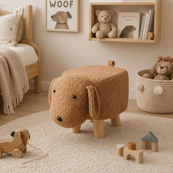 Hundehocker mit Holzbeinen in Braun - 45x25x30 cm