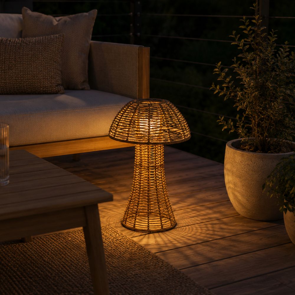 Solar lanterne mushroom stor - natur