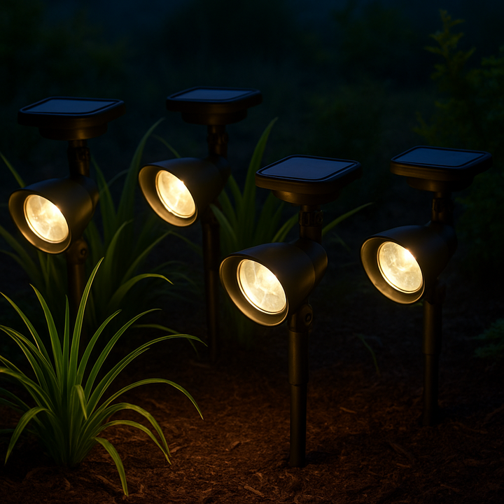 Solar-Gartenleuchte 13x8,5x27 cm schwarzer Kunststoff 4 Stück.
