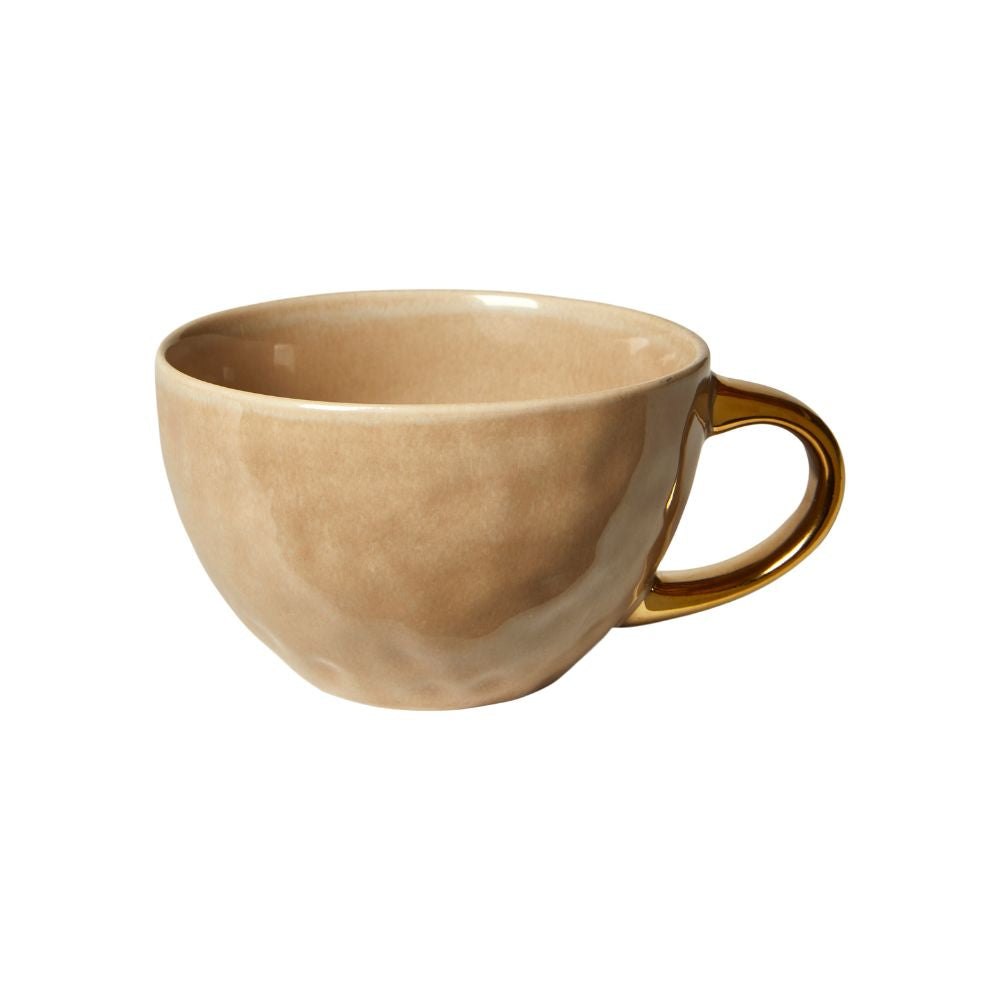 Krus i beige med guldfarvet håndtag - D10,2x9,2 cm