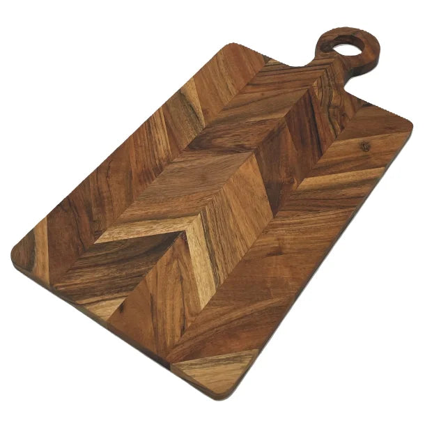 Schneidebrett mit Fischgrätengriff, 50 x 25 cm, Akazienholz, geölt