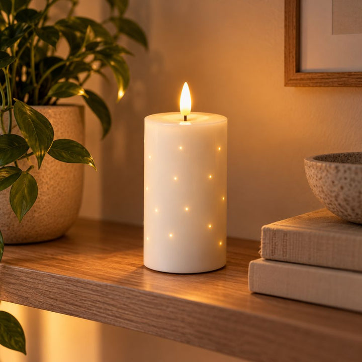 LED-Stumpenkerze mit Twinkle - groß