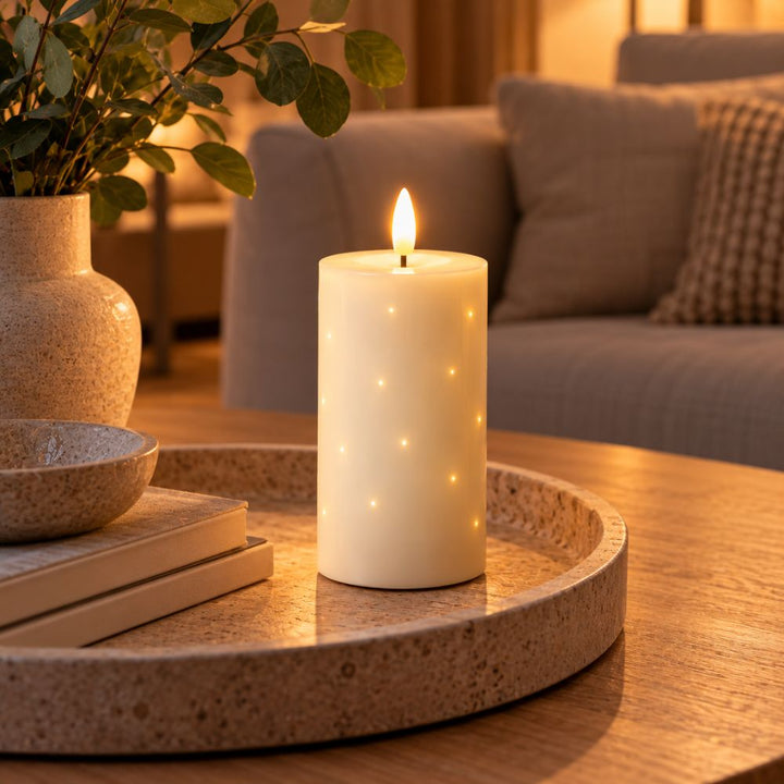 LED-Stumpenkerze mit Twinkle - groß